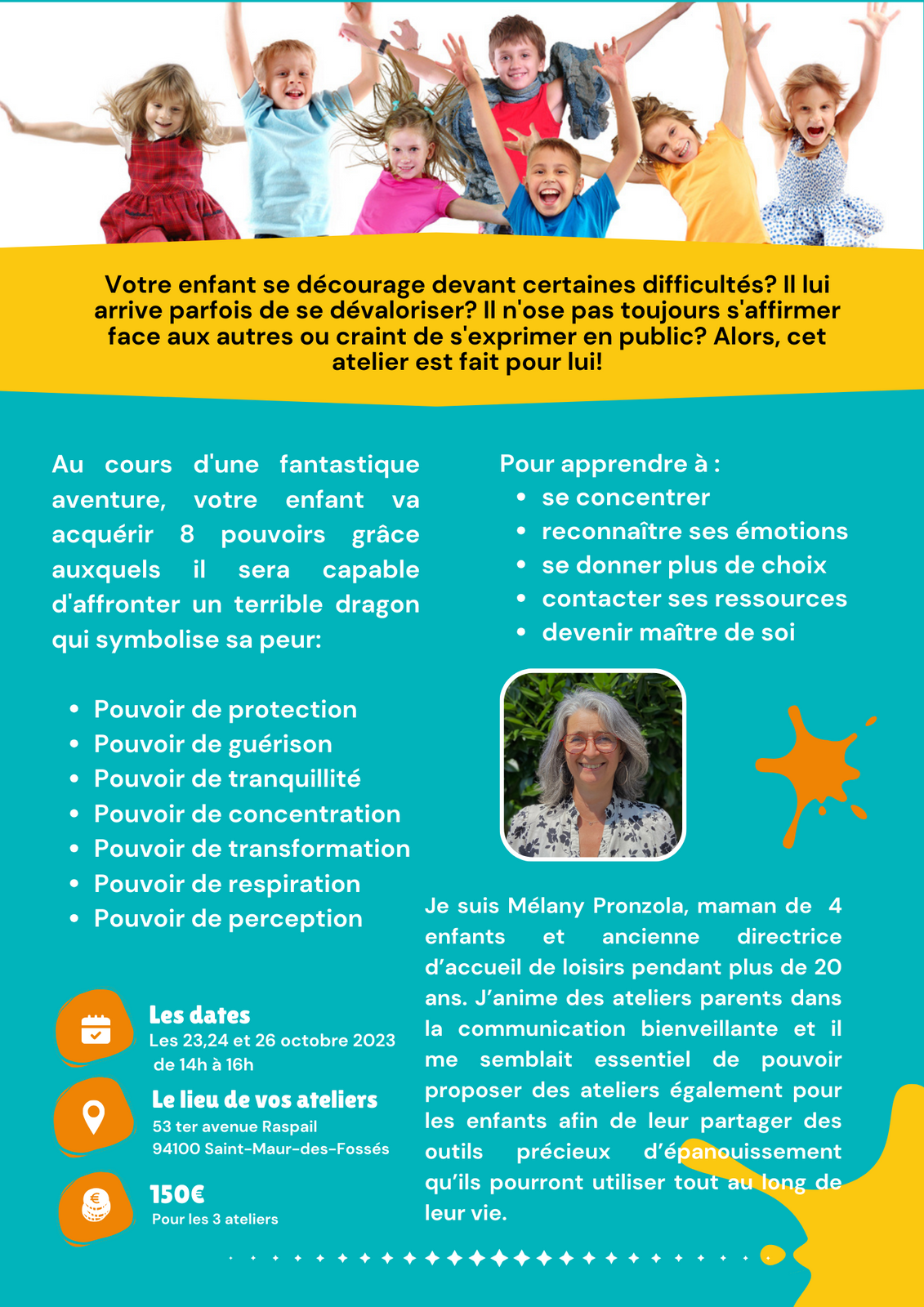 Flyer de l'atelier de Mélany Pronzola