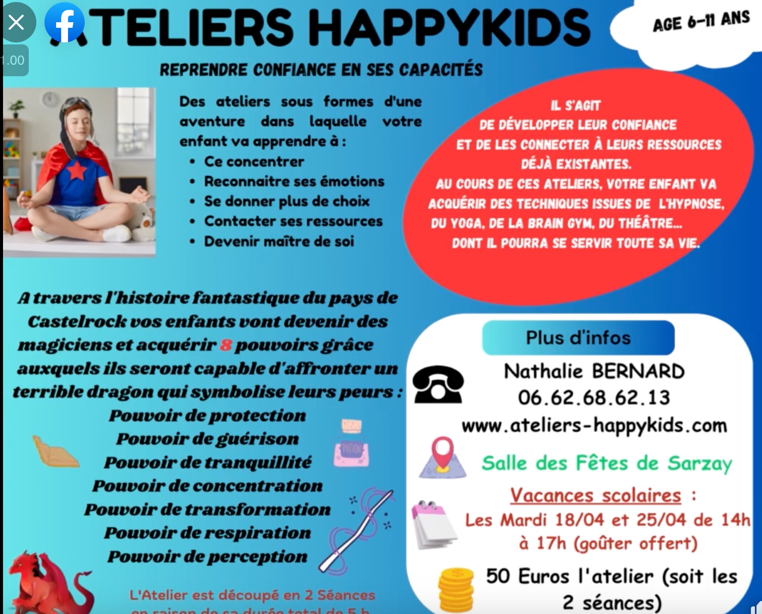 Flyer de l'atelier de Nathalie BERNARD